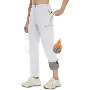 Women's Fleece lined Winter Hiking Ski Waterproof Insulated Softshell Pants XL